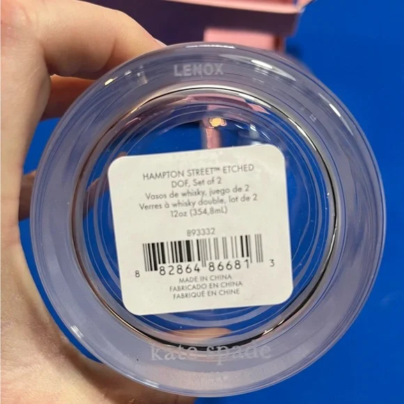 Kate Spade Hampton Street Etched Striped Whiskey Glasses Set of 2 NIB 12oz - Picture 5 of 8